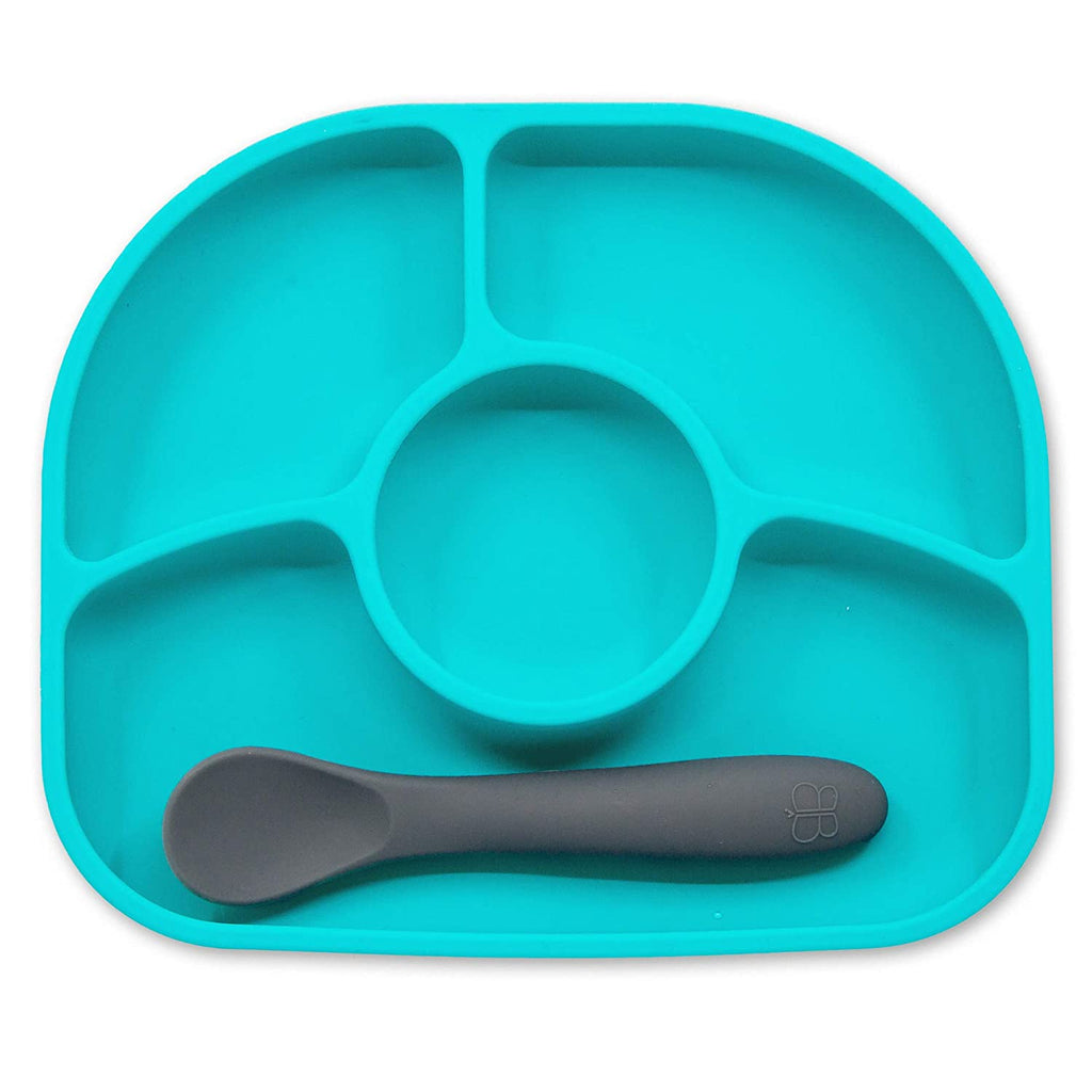 bbluv Yumi Silicone Plate Spoon Set Aqua Online in Pakistan Snug N Play