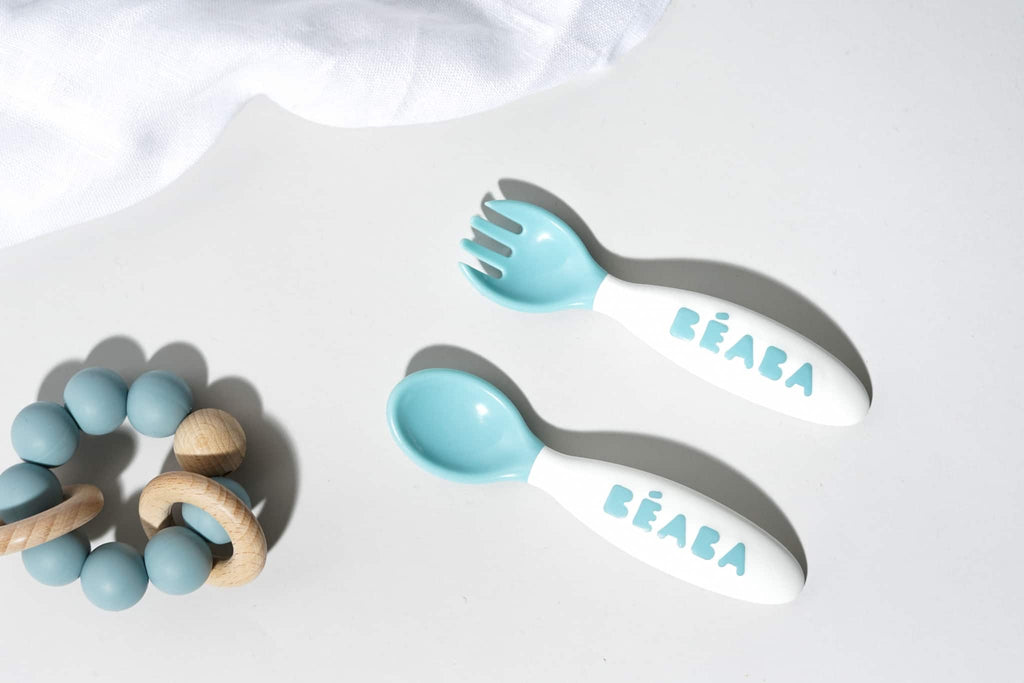 Beaba Second Stage Baby Cutlery Set | Spoon & Fork with Travel Case