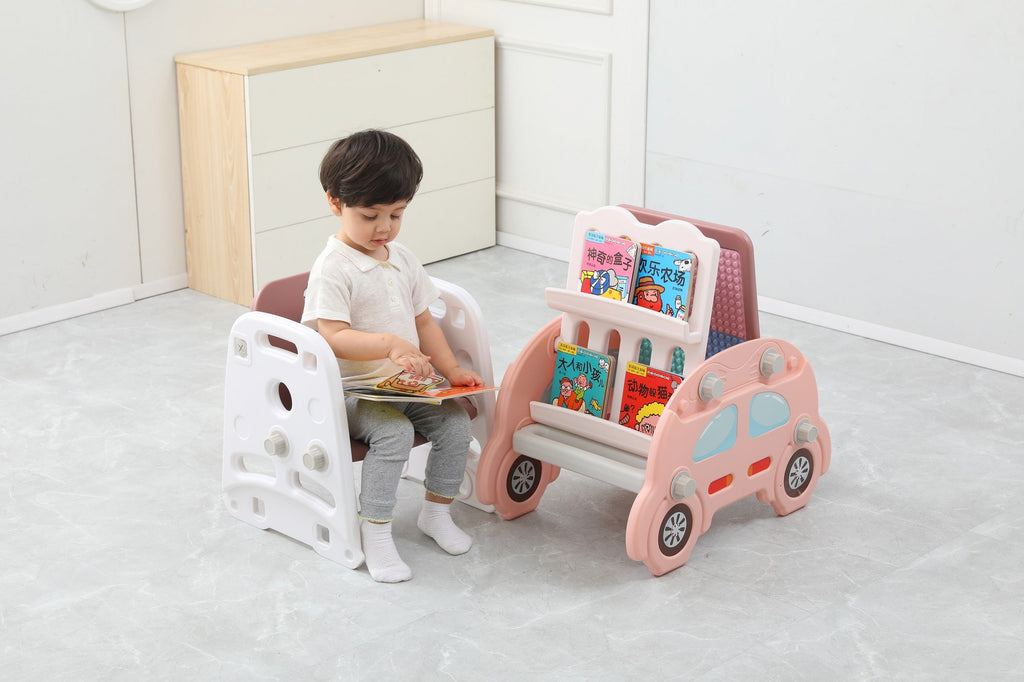 Car 4 in 1 Kids Table and Chair Set Drawing Board Bookshelf Blocks Table Online in Pakistan Snug N Play