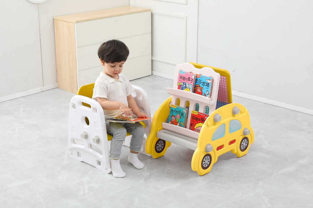 Car 4 in 1 Kids Table and Chair Set Drawing Board Bookshelf Blocks Table Online in Pakistan Snug N Play