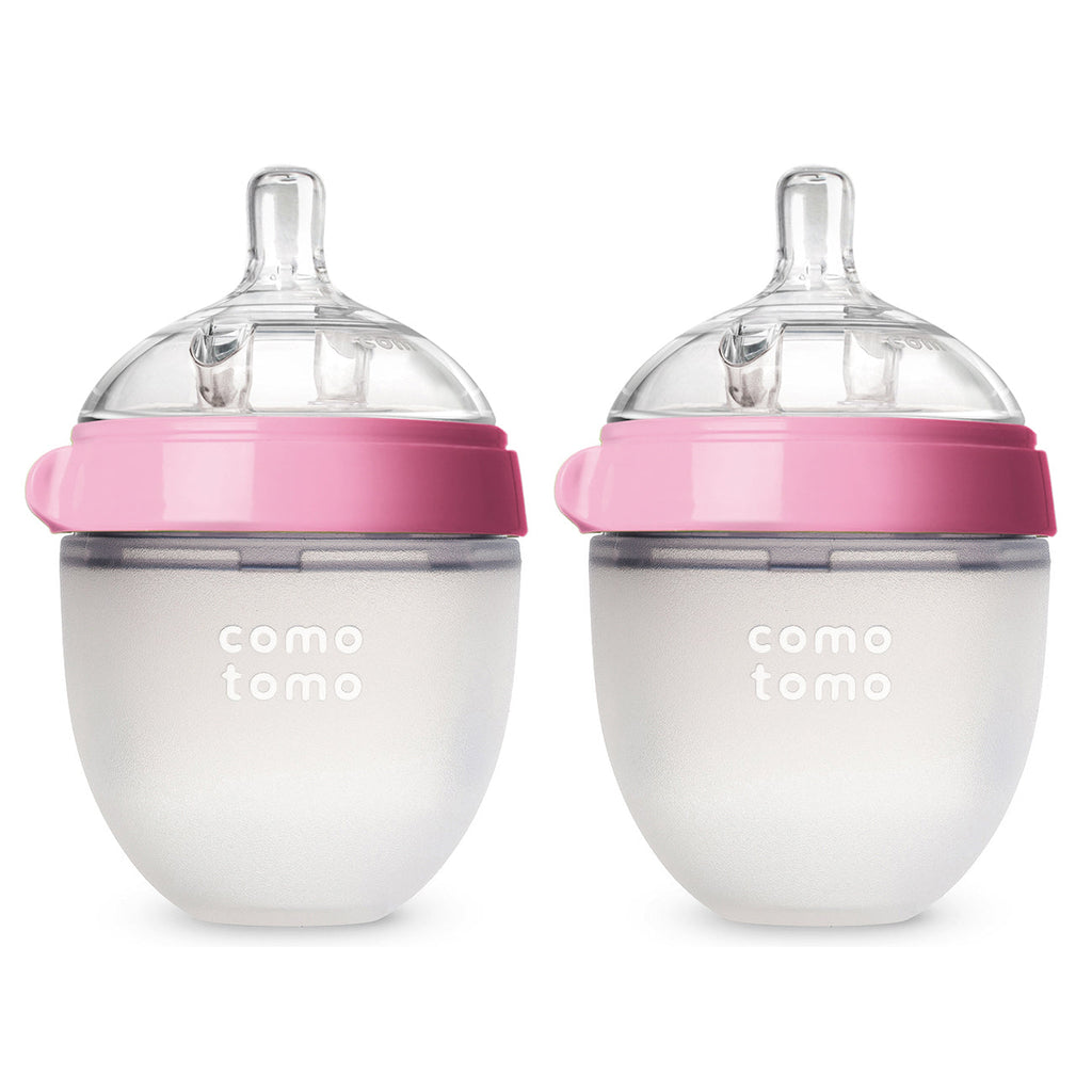 Comotomo Baby Bottle 2-Pack Silicone Natural Feel | Pink, 150 ml
