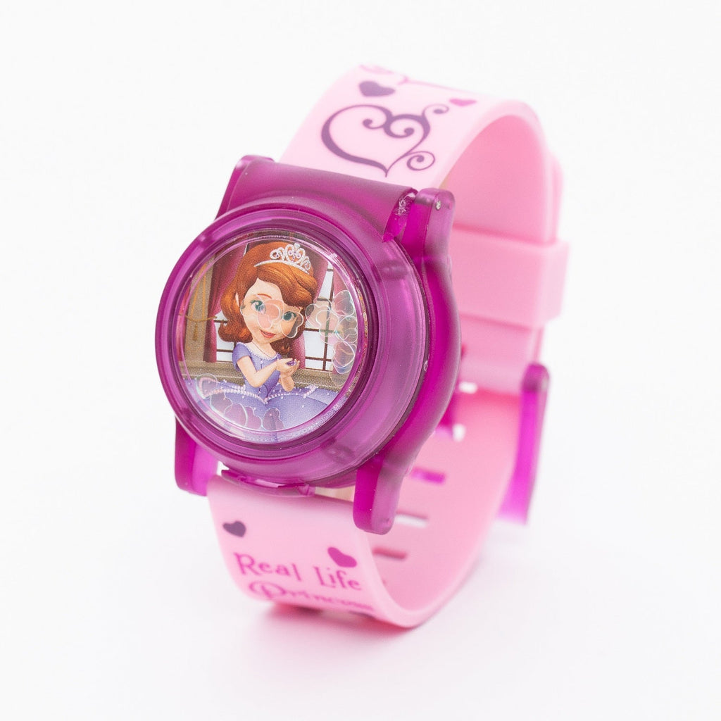 Disney Sofia the First | Rotating Flip-Top Digital Watch | 3D Rubber Character | Flashing Light - Snug N' Play