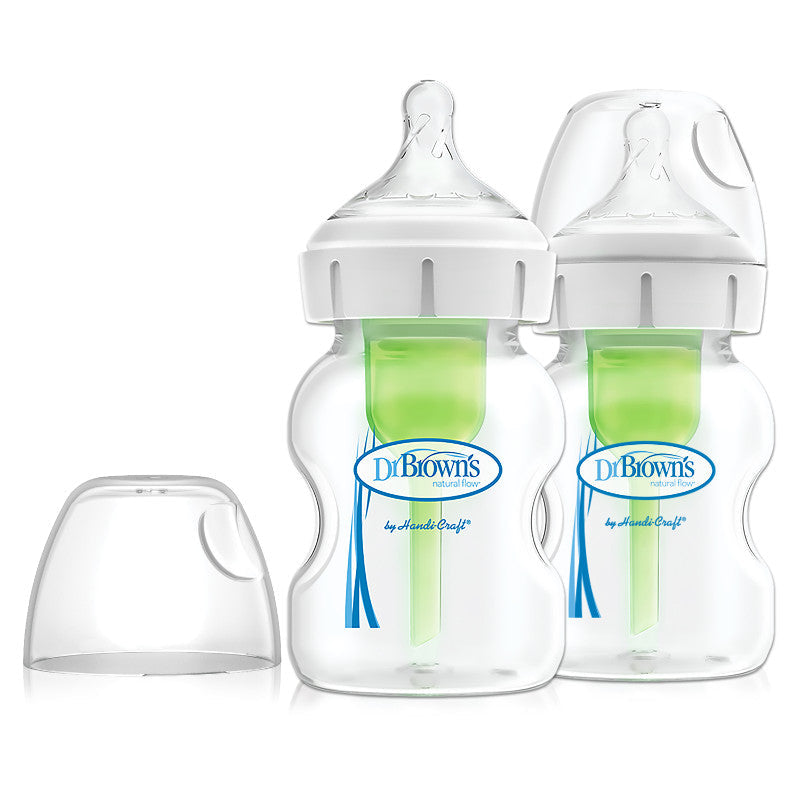 Dr. Brown's 5oz, 2-Pack Wide-Neck Options+ Anti-Colic Baby Bottle - White - Snug N' Play