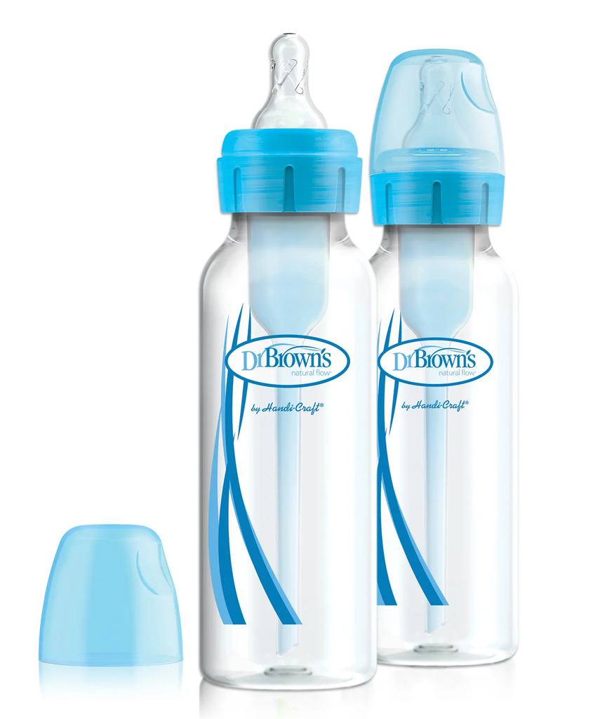 Dr. Brown's 8oz, 2-Pack Narrow Options+ Anti-Colic Baby Bottle - Blue - Snug N' Play