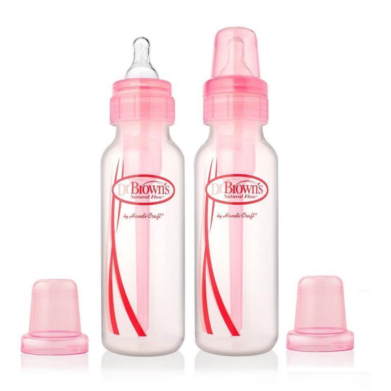 Dr. Brown's 8oz, 2-Pack Narrow Options+ Anti-Colic Baby Bottle - Pink - Snug N' Play