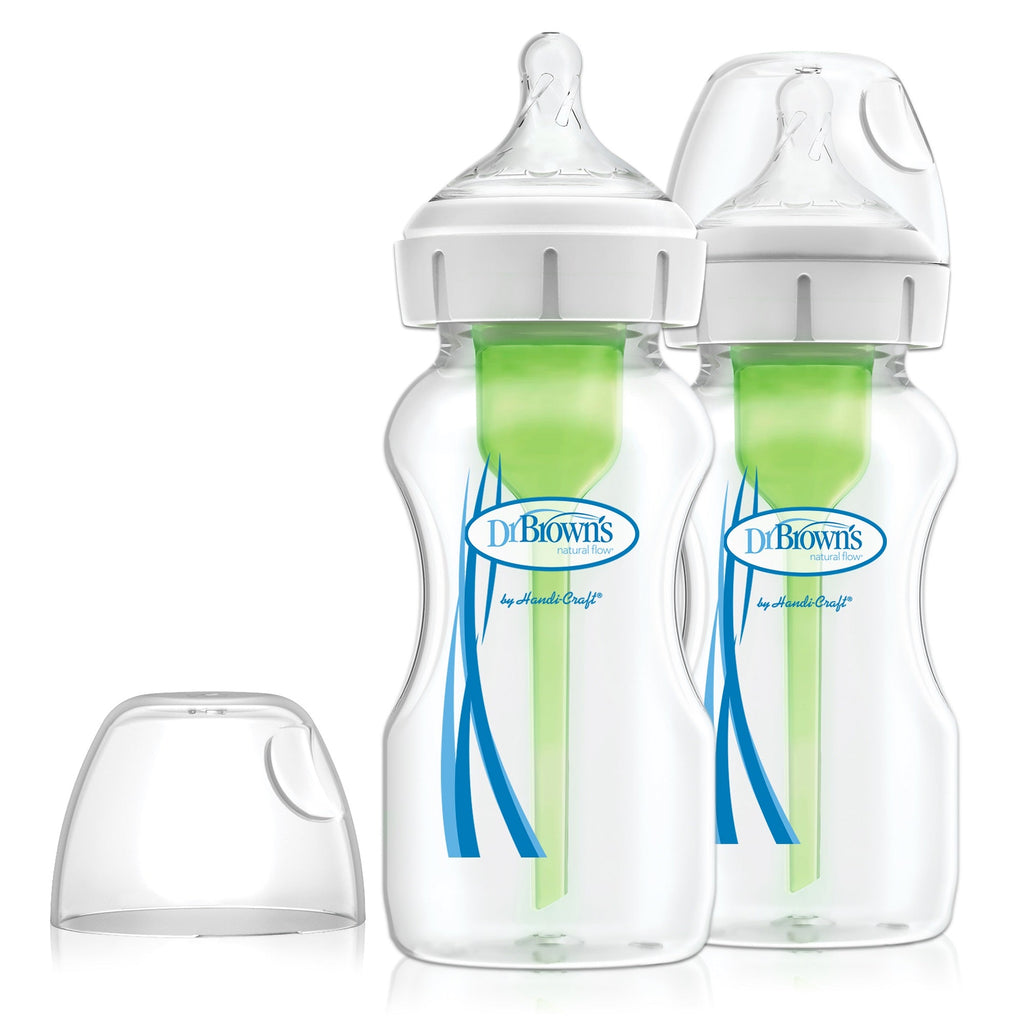 Dr. Brown's 9oz, 2-Pack Wide-Neck Options+ Anti-Colic Baby Bottle - White - Snug N' Play