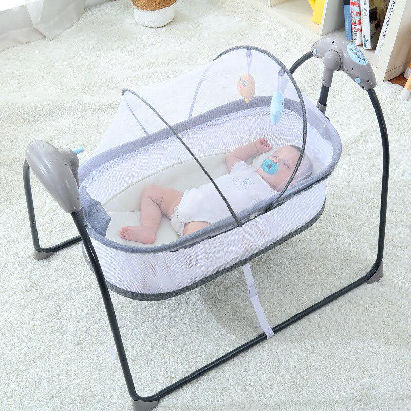 Electric Baby Cot Swing Grey Color | Automatic Cradle Bed | Bedside Bassinet for Babies and Infants - Snug N' Play
