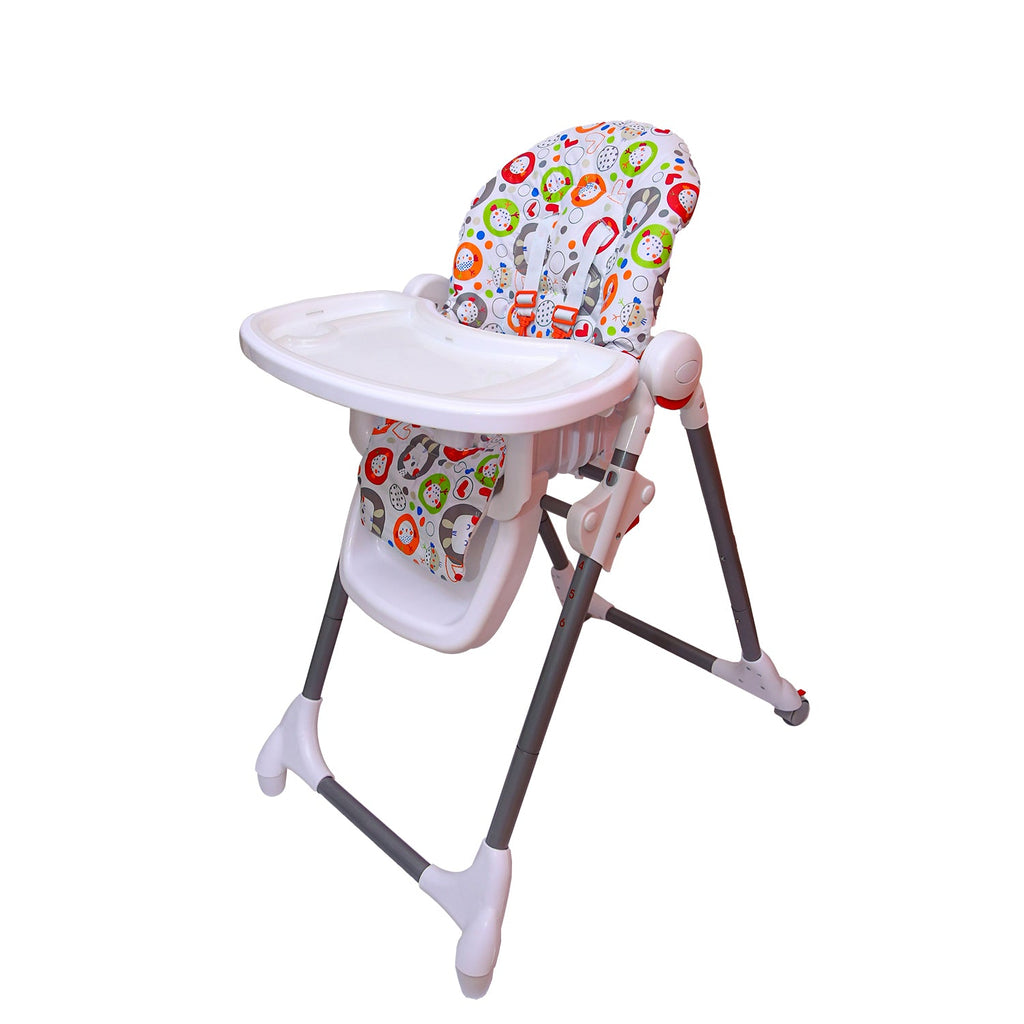 Foldable Baby High Chair | Bunny Pattern | Adjustable Height, Recline & Tray - Booster Seat