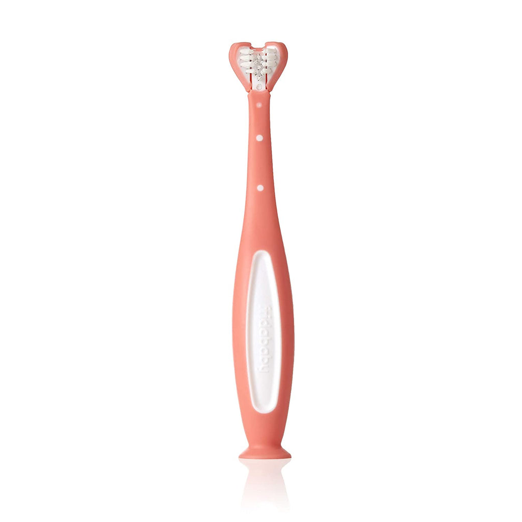 FridaBaby SmileFrida The ToothHugger, The 3-Sided Toddler Tooth Hugging Toothbrush, Pink - Snug N' Play