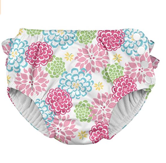 Green Sprouts Reusable Swim Diaper | Absorbent | White Zinnia - Snug N' Play