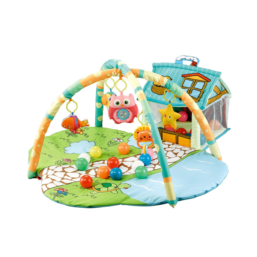 Happy Space Play Mat | Play Gym with House & Hanging Toys - Snug N' Play