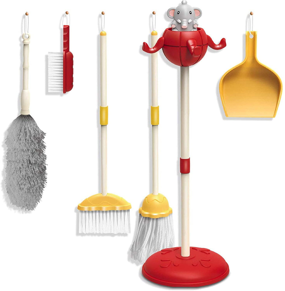 Kids Cleaning Set | 8 Pcs Pretend Play Housekeeping Toy | Red - Snug N' Play