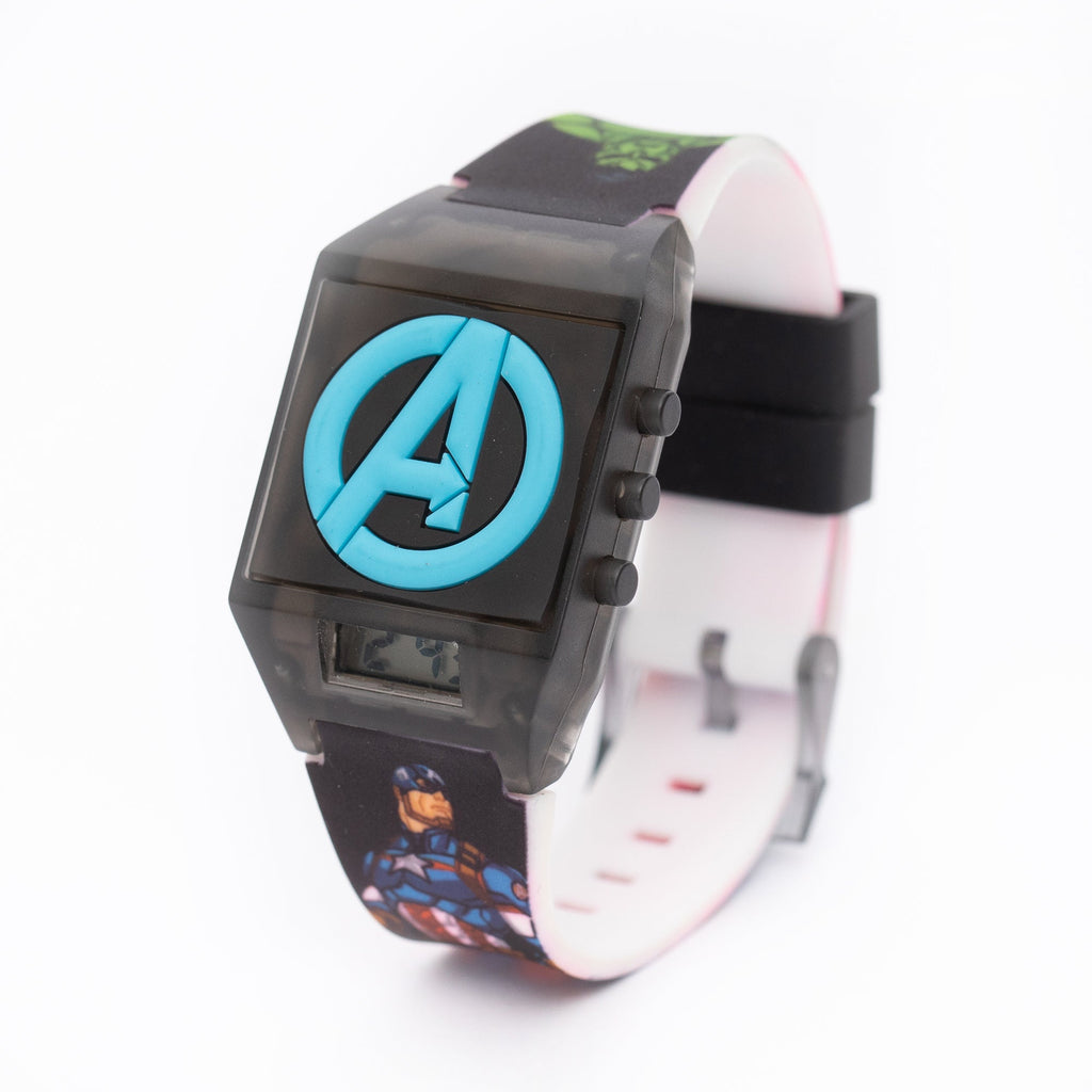 Marvel Avengers Kids Silicone Strap Digital Watch | 3D Rubber Head | Colorful Flashing Light - Snug N' Play