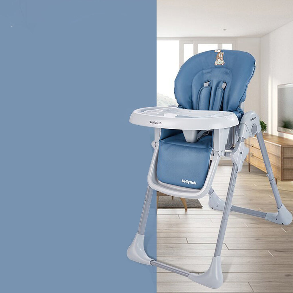 Morekiss Baby High Chair | Blue Leather | Adjustable Height & Recline - Snug N' Play