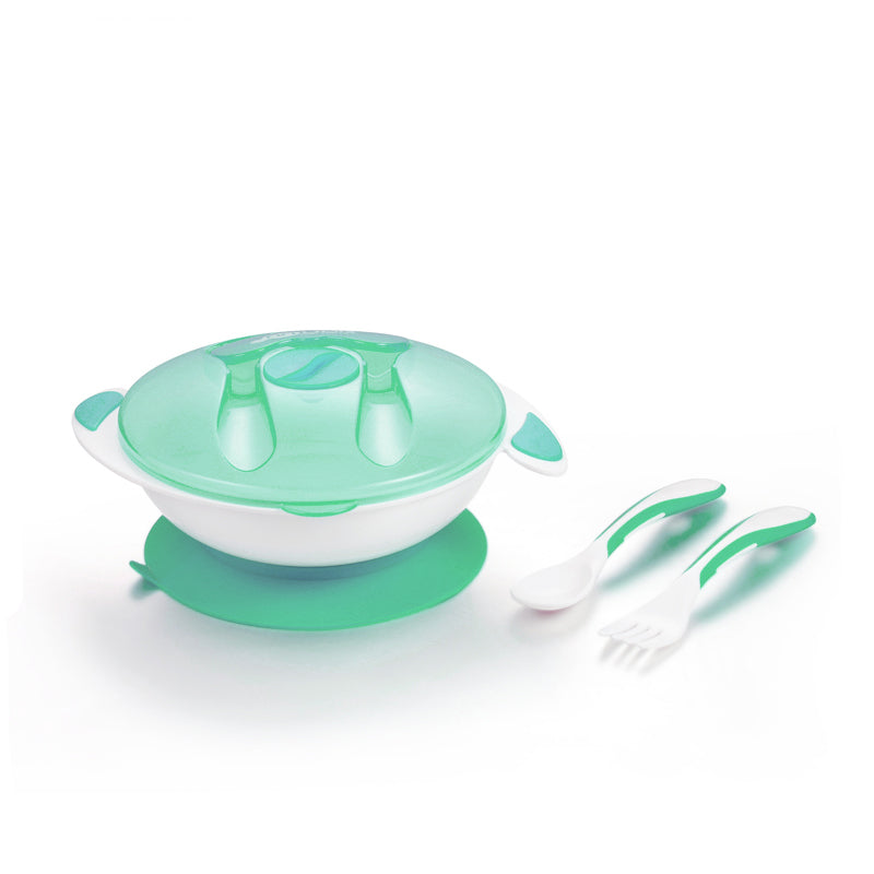 Mumlove Baby Feeding Suction Bowl with Spoon and Fork | Green, Blue, Pink - Snug N' Play